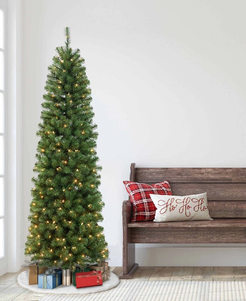 Puleo 7.5FT Pre-Lit Noble Fir Artificial Christmas Tree