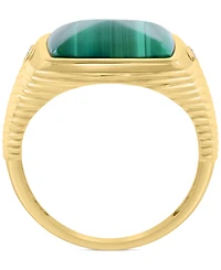 Effy Men's Malachite & Diamond Accent Cushion Textured Ring in 14k Gold