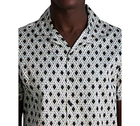 Karl Lagerfeld Paris Men's Regular-Fit Geometric Button-Down Camp Shirt