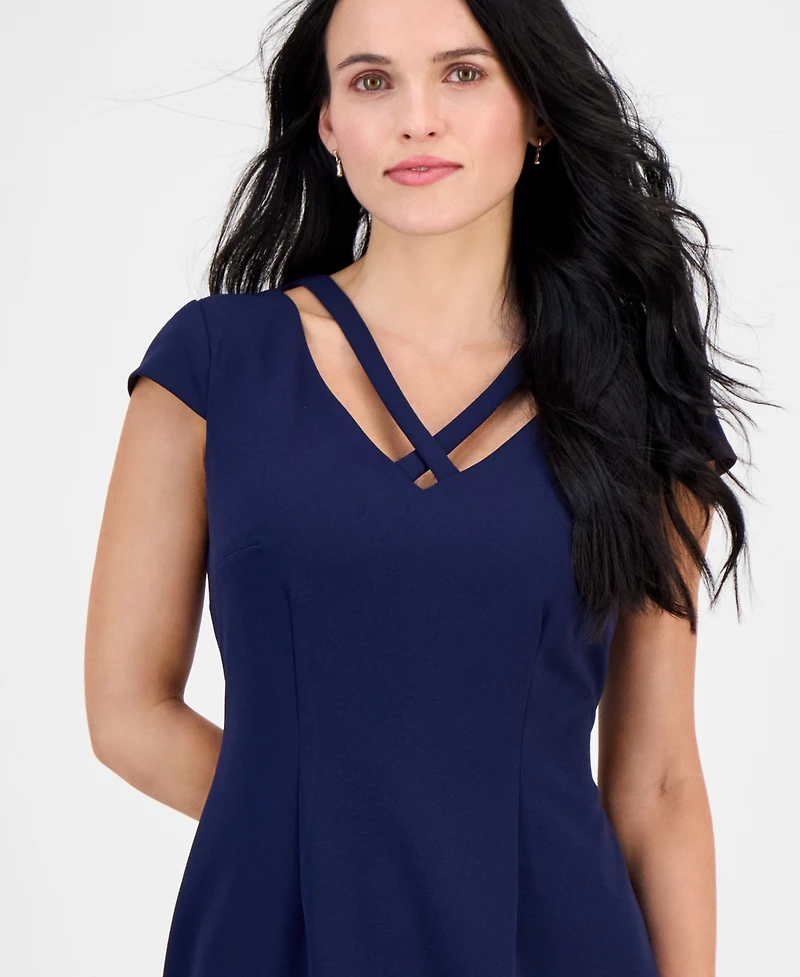 Connected Petite V-Neck Short-Sleeve Sheath Dress