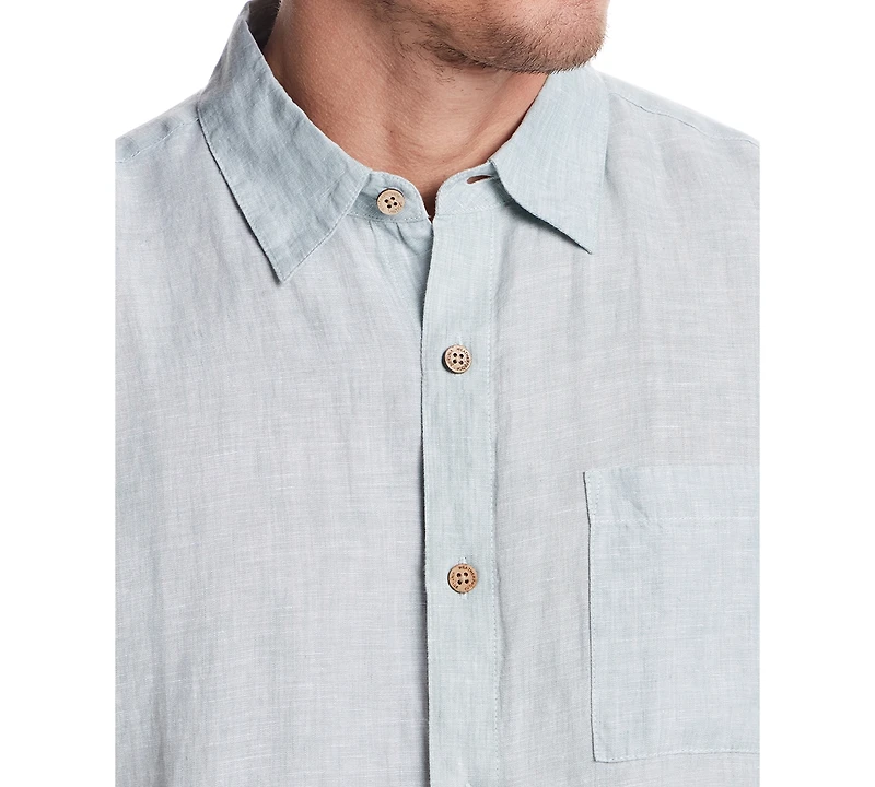 Weatherproof Vintage Men's Regular-Fit Solid Button-Down 100% Linen Shirt