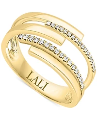 Lali Jewels Diamond Asymmetrical Multirow Statement Ring (1/6 ct. t.w.) in 14k Gold