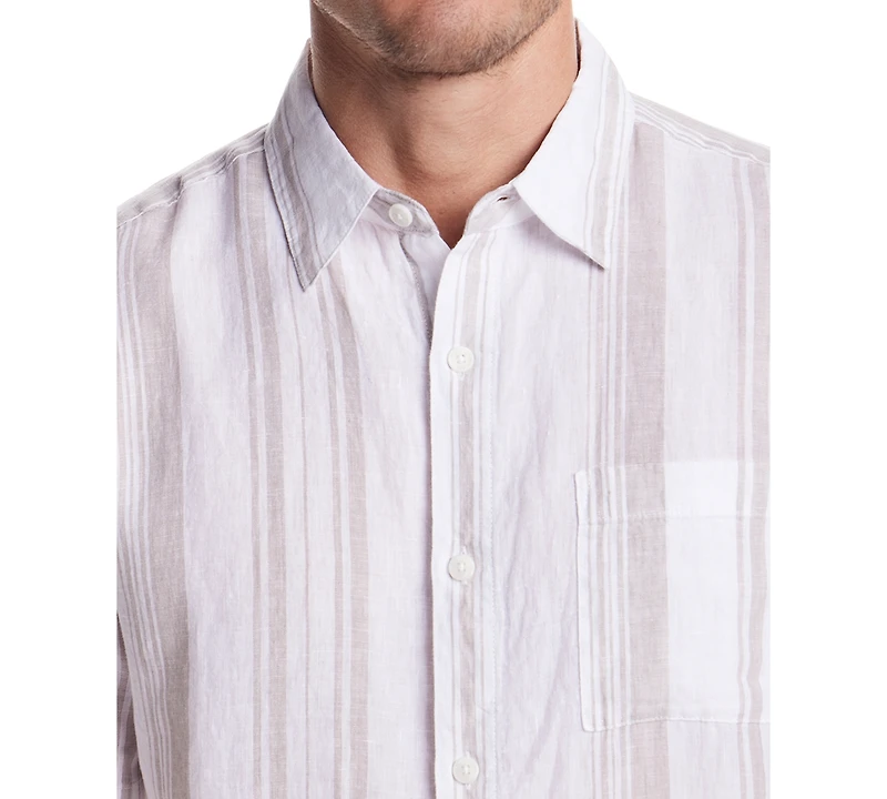 Weatherproof Vintage Men's Regular-Fit Stripe Button-Down 100% Linen Shirt
