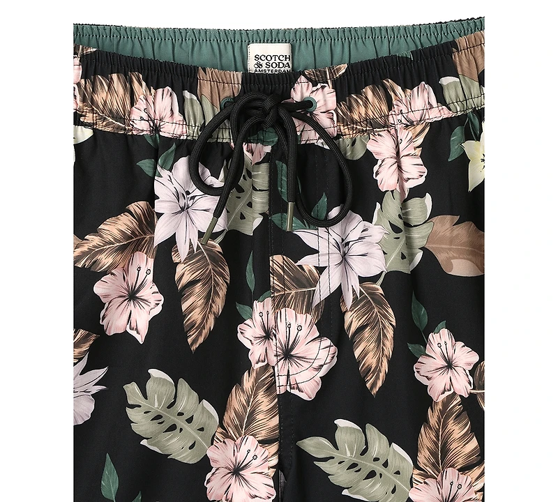 Scotch & Soda Men's Nostalgia Floral-Print Drawstring Swim Trunks