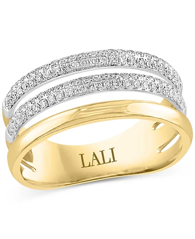 Lali Jewels Diamond Triple Row Ring (3/8 ct. t.w.) in 14k Two-Tone Gold