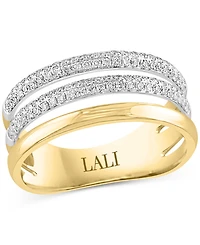 Lali Jewels Diamond Triple Row Ring (3/8 ct. t.w.) in 14k Two-Tone Gold