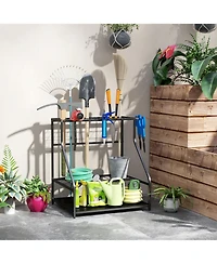 Outsunny Garden Tool Organizer for Garage, 3 Tier Yard Tool Holder,