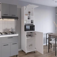 Ashford Kitchen Pantry, 2 Doors, 4 Legs, 8 Shelves, White