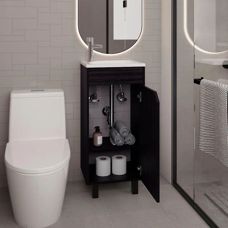 Yorkana Bathroom Vanity, 1 Door, 4 Legs, White