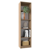 Vinton Xs Bookcase Compact Bookshelf with Multiple Shelves, Natural Oak / White