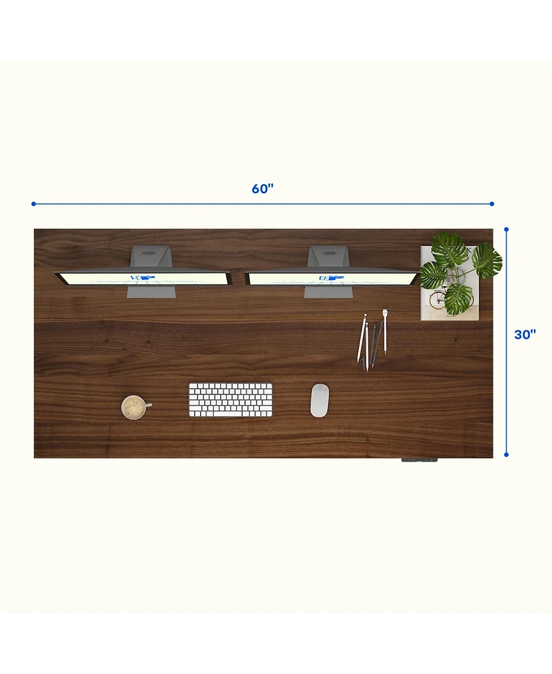 Flexispot E7-commercial 60 W Electric Adjustable Standing Desk, Black Walnut Top, White Base