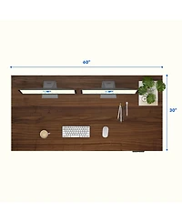 Flexispot E7-commercial 60 W Electric Adjustable Standing Desk, Black Walnut Top, White Base