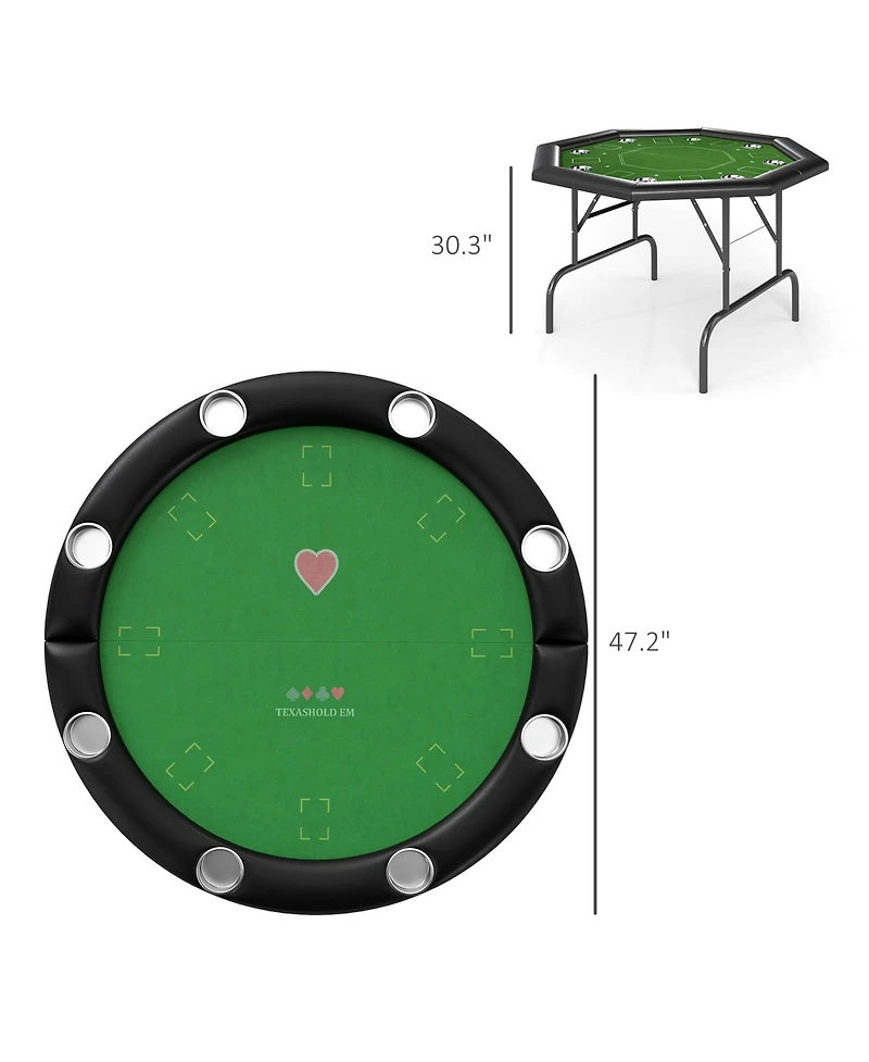 Soozier Poker Table Foldable 47" Round Card Table for 8 Players,