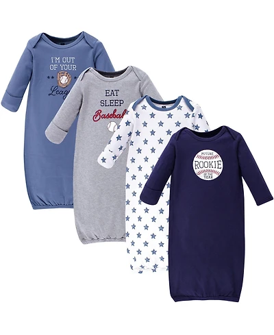 Hudson Baby Boys Four-Piece Set of Interlock Gowns