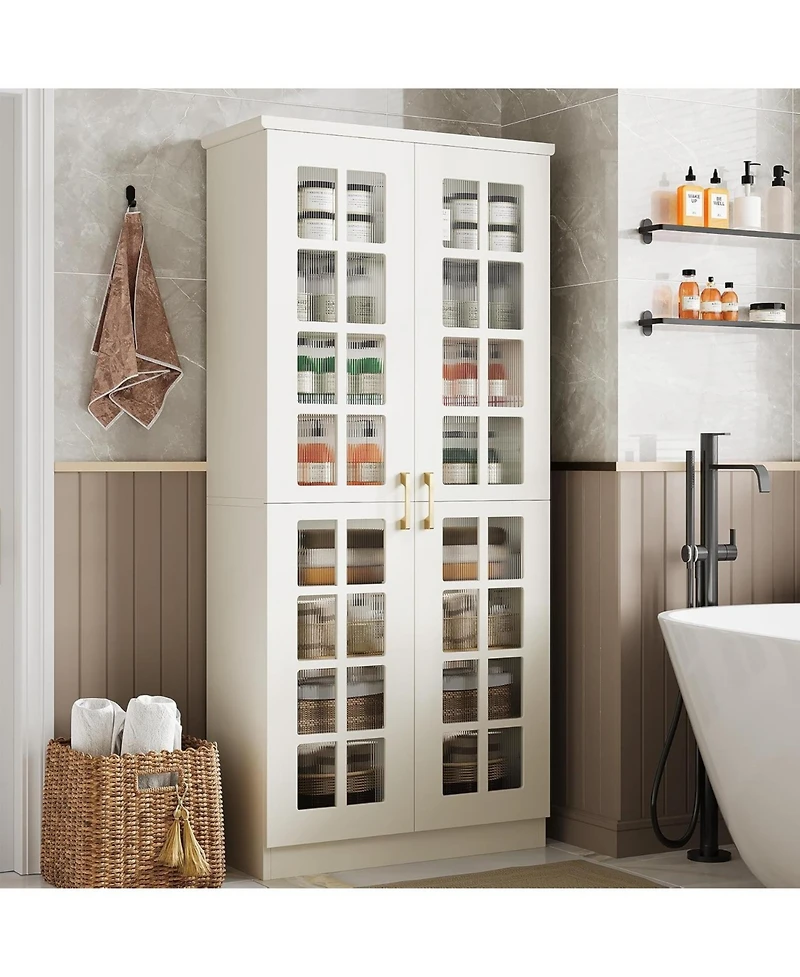 Tribesigns 71" Tall Storage Cabinet with Doors, Kitchen Pantry Cabinet with Adjustable Shelves, Kitchen Cupboard Food Pantry Floor Storage Cabinet for