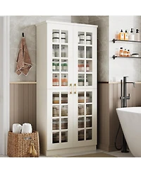 Tribesigns 71" Tall Storage Cabinet with Doors, Kitchen Pantry Cabinet with Adjustable Shelves, Kitchen Cupboard Food Pantry Floor Storage Cabinet for