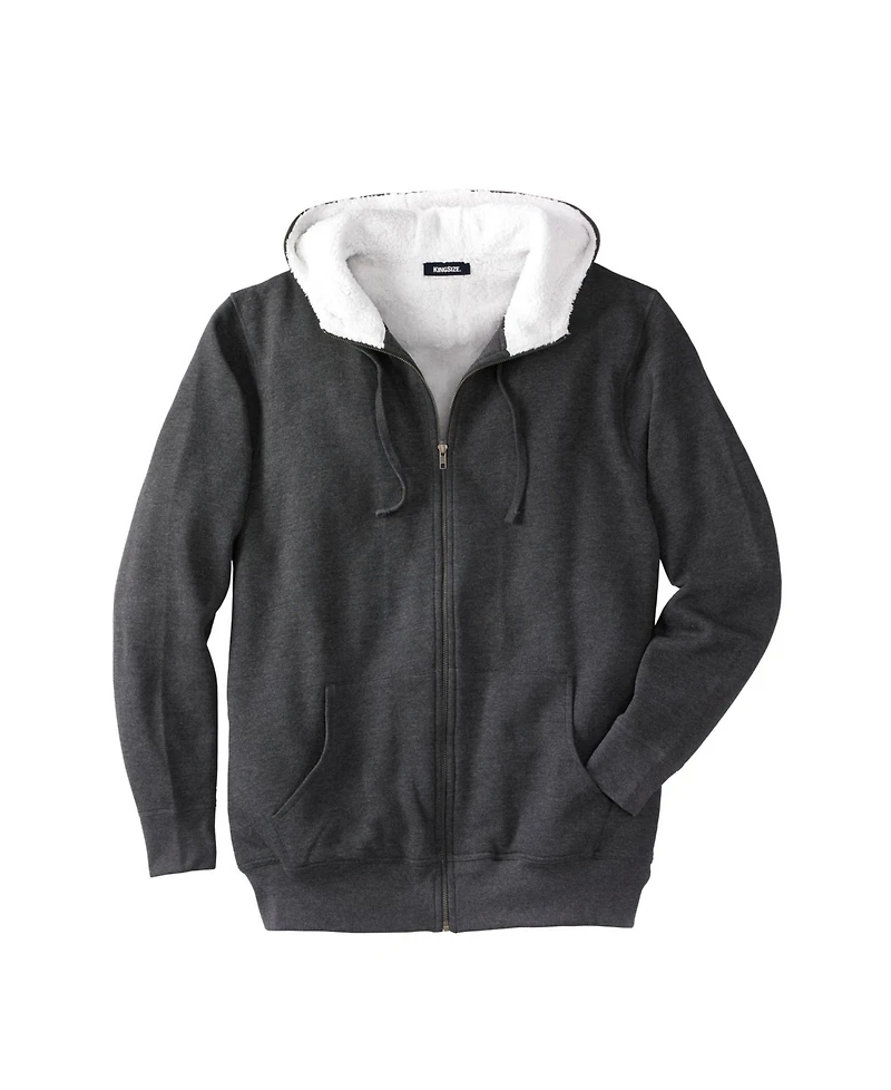 KingSize Big & Tall Sherpa-Lined Fleece Zip Hoodie