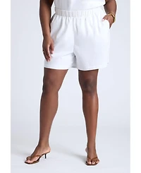 Eloquii Women's Easy Pull On Linen Blend Short