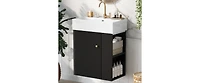 30" Bathroom Vanity with Sink Top, Bathroom Vanity Cabinet with Door and Two Drawers, Solid Wood Frame