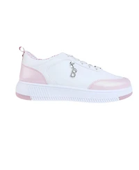 Bebe Little Girls Low Top Court with Shimmer Two Tone Piecing Sneakers