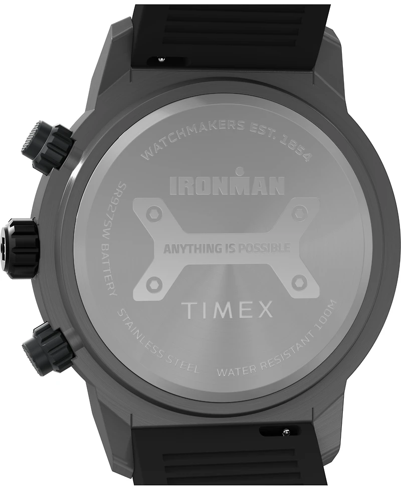 Timex Men's Chronograph Black Silicone Watch, 44mm