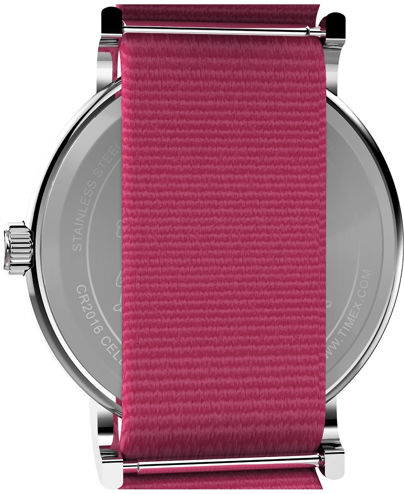 Timex Women's Quartz Analog Pink Nylon Watch, 38mm