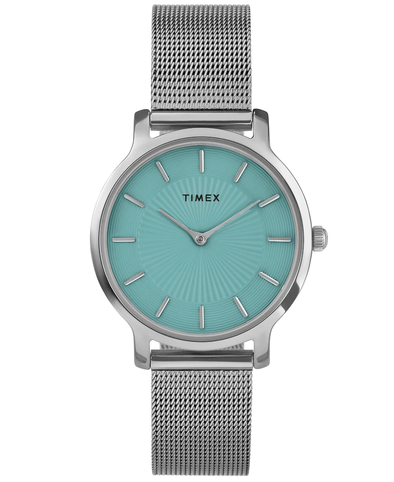 Timex Women's Quartz Analog Silver-Tone Stainless Steel Watch, 34mm