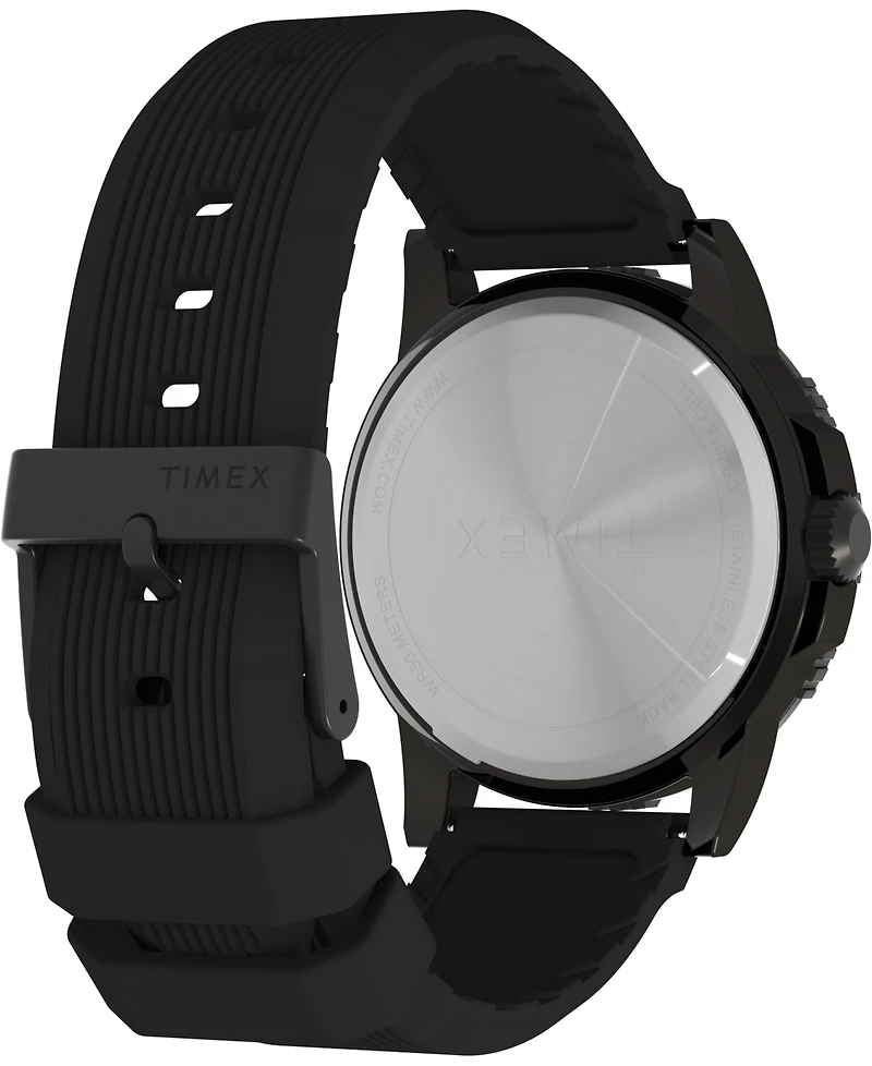 Timex Men's Quartz Analog Black Silicone Watch, 45mm