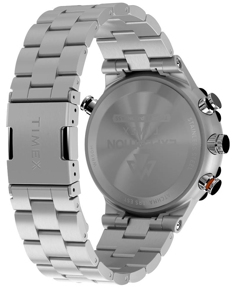Timex Men's Quartz Analog Silver-Tone Stainless Steel Watch, 45mm