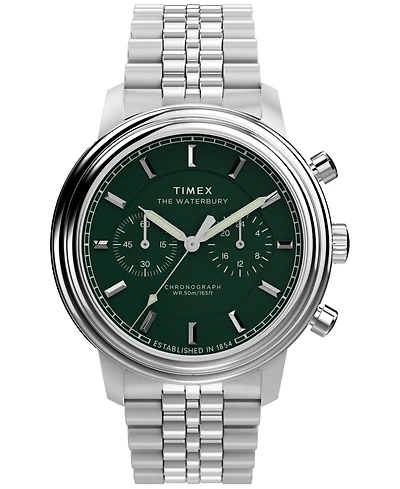 Timex Men's Chronograph Silver-Tone Stainless Steel Watch, 41mm
