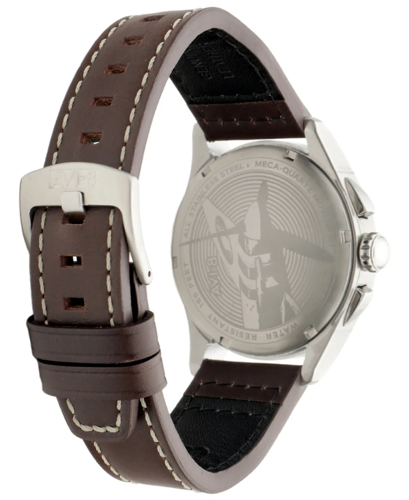 Avi-8 Men's Spitfire Lock Chronograph Leather Strap Watch