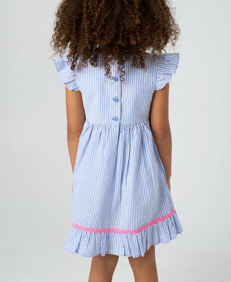 Rare Editions Toddler and Little Girls Nautical Seersucker Dress
