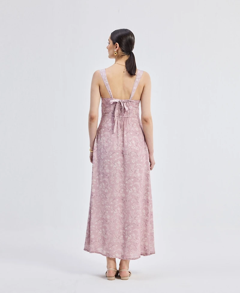 Reistor Women's Perfect Floral Maxi with Tapered Straps Pink