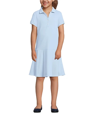 Lands' End Little Girls Short Sleeve Mesh Pleated Polo Dress