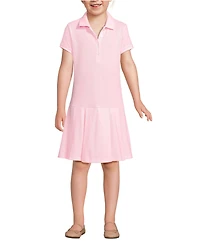 Lands' End Little Girls Short Sleeve Mesh Pleated Polo Dress