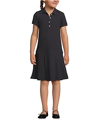 Lands' End Big Girls Short Sleeve Mesh Pleated Polo Dress