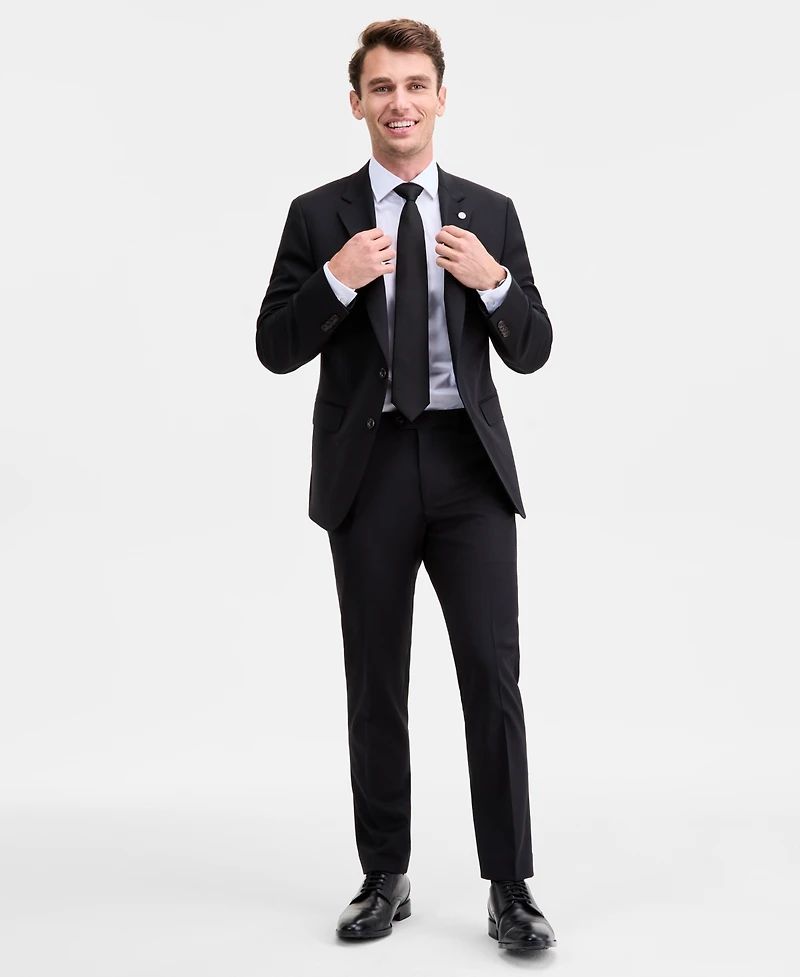 Ted by Baker Men's Modern-Fit Black Solid Wool-Blend Suit Separate Jacket