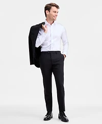 Ted by Baker Men's Modern-Fit Stretch Black Solid Wool-Blend Suit Separate Pants