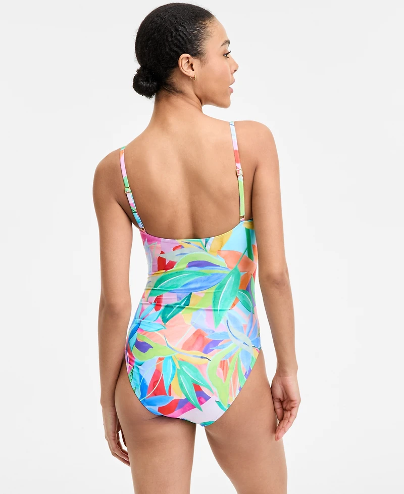 La Blanca Women's Tropi-Flage Printed Scoop-Neck One-Piece Swimsuit, Exclusively at Macy's