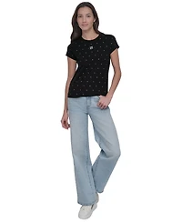 Dkny Jeans Petite Rhinestone-Embellished T-Shirt