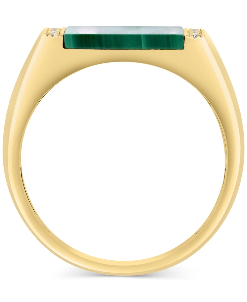Effy Men's Malachite & Diamond (1-1/20 ct. t.w.) Square Ring in 14K Gold