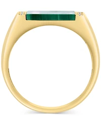 Effy Men's Malachite & Diamond (1-1/20 ct. t.w.) Square Ring in 14K Gold