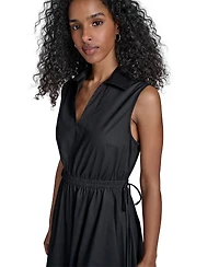 Calvin Klein Women's Cotton Drawstring Sleeveless Midi Dress