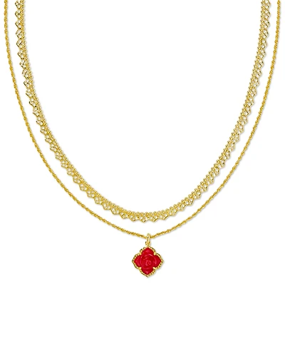 Kendra Scott Mother-of-Pearl Rose Convertible Layered Pendant Necklace, 15" + 3" extender