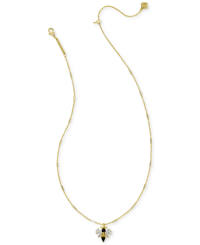 Kendra Scott 14k Gold-Plated Crystal Bee 18" Adjustable Pendant Necklace - Gold Black