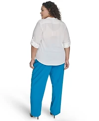Calvin Klein Plus Split-Neck Button-Front Shirt