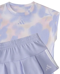 adidas Baby Girls 2-Piece Printed Sleeveless Box T-Shirt and French Terry Skort Set