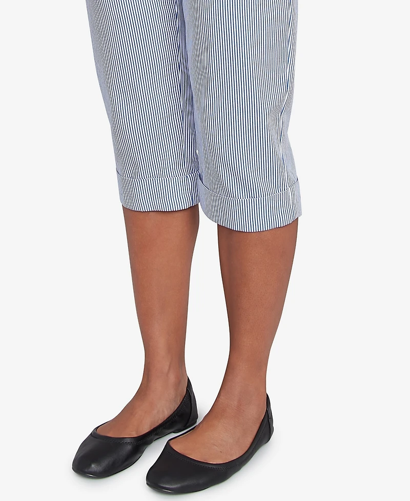 Alfred Dunner Petite Land of The Free Striped Cuffed Clamdigger Pants