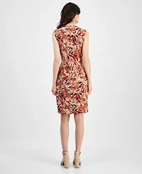 Kasper Women's Printed O-Ring Sleeveless Faux-Wrap Dress