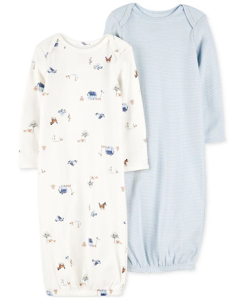 Carter's Baby Boys Cotton Sleeper Gowns, 2 Pack